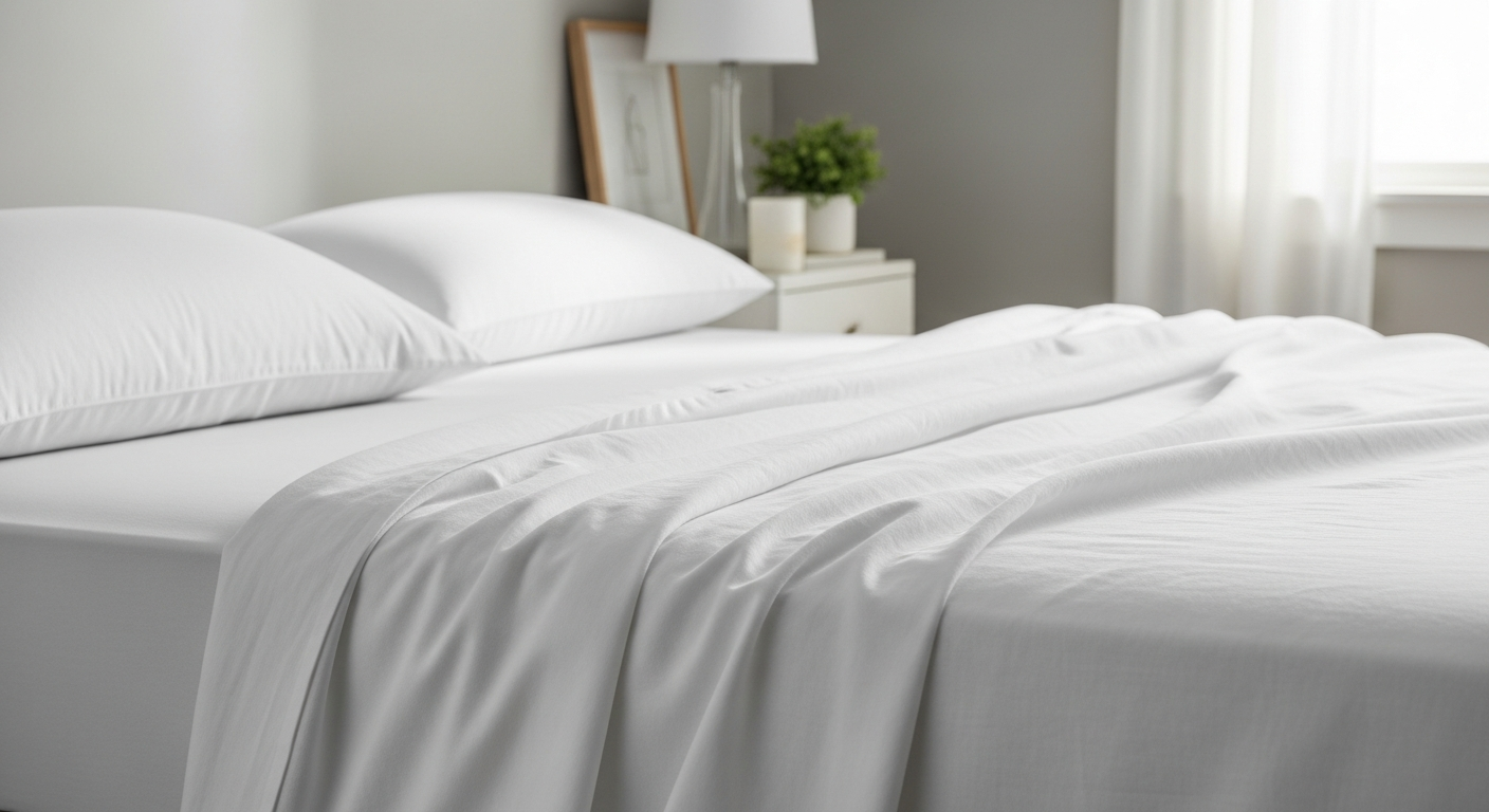 Sheridan Abbotson premium Belgian flax linen fitted sheet on bed