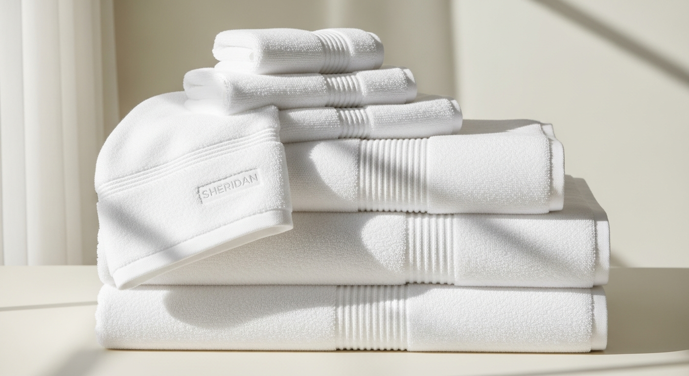 Sheridan Luxury Egyptian Cotton Towel Collection in charcoal displayed in modern bathroom