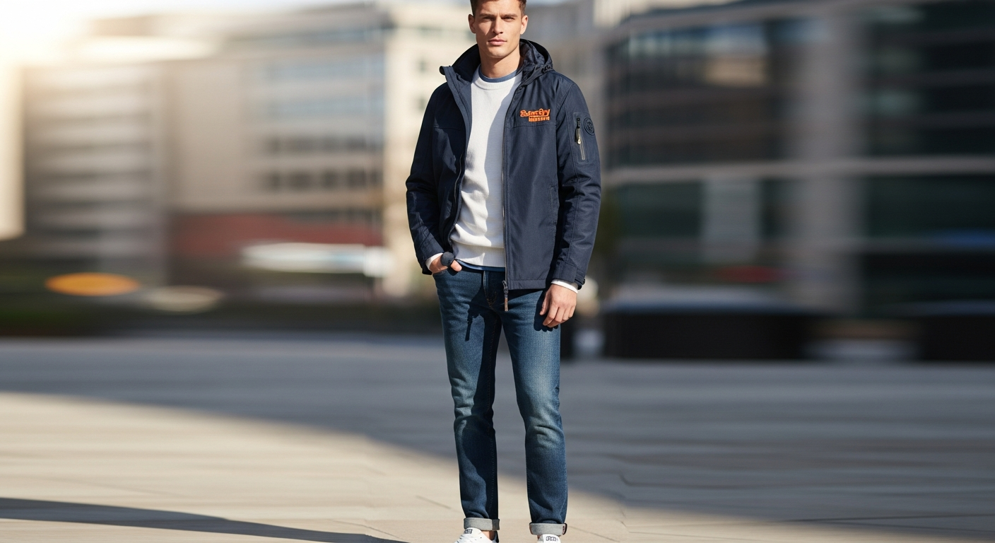 Superdry Hooded Ultimate Embroidered Windbreaker with multi-layer zip system and Japanese-inspired design