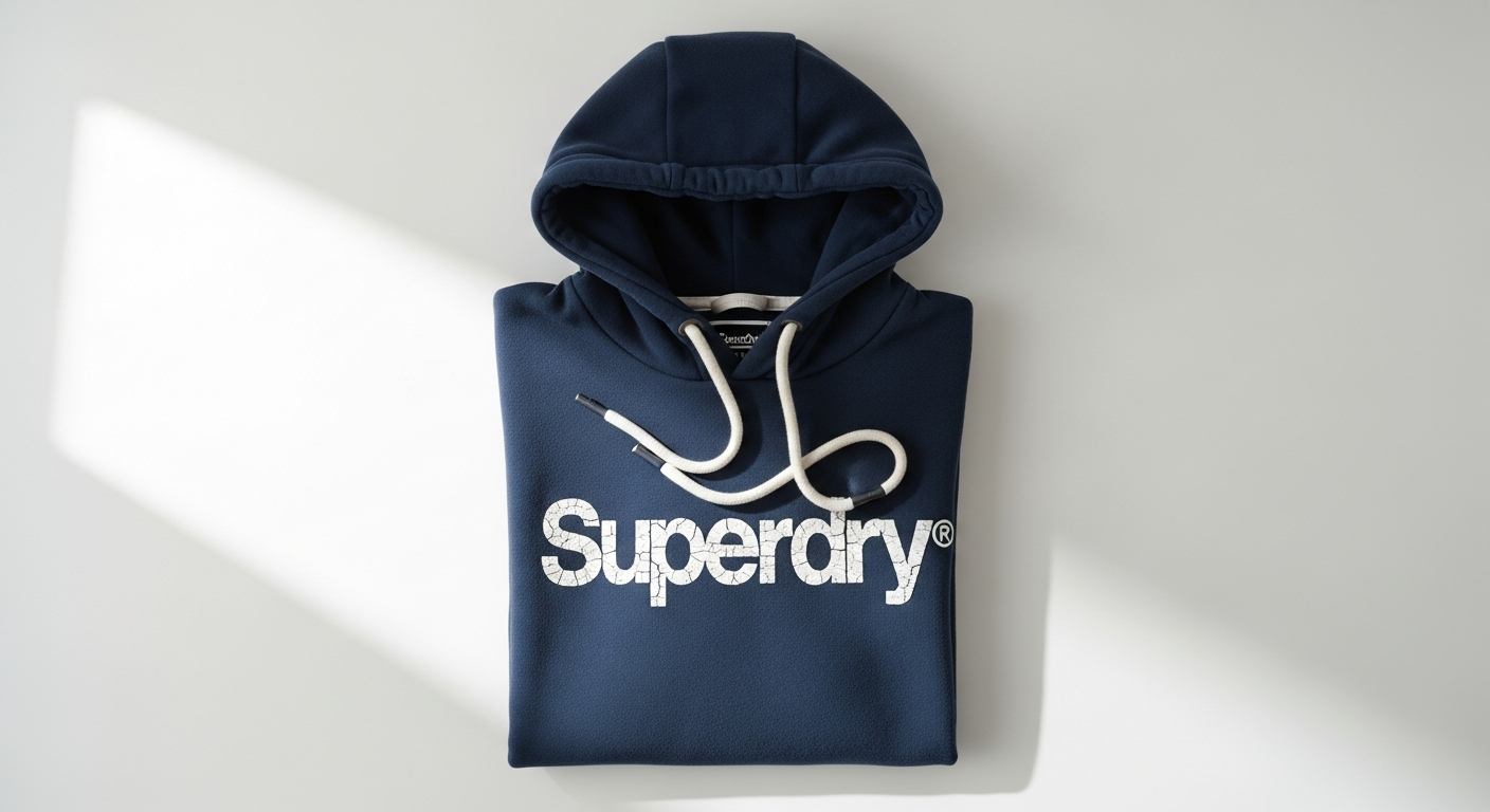 Superdry Vintage Logo Hoodie in navy blue displayed on white background
