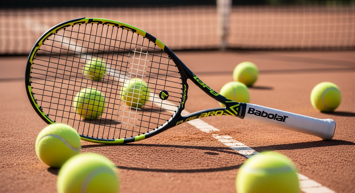 Babolat Pure Aero 2026 tennis racquet displayed on professional court surface