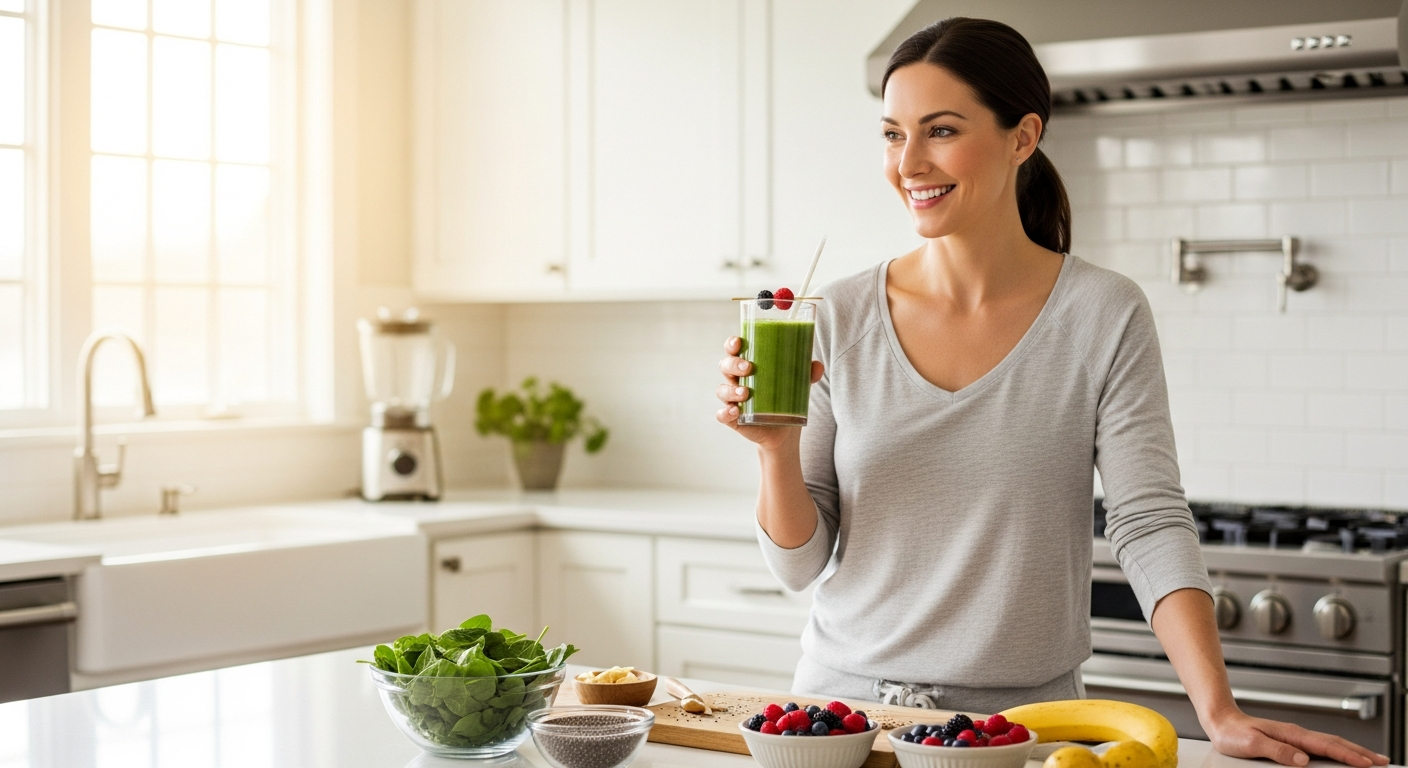 Healthy Mummy meal replacement smoothie powder in vanilla, chocolate, and banana flavors
