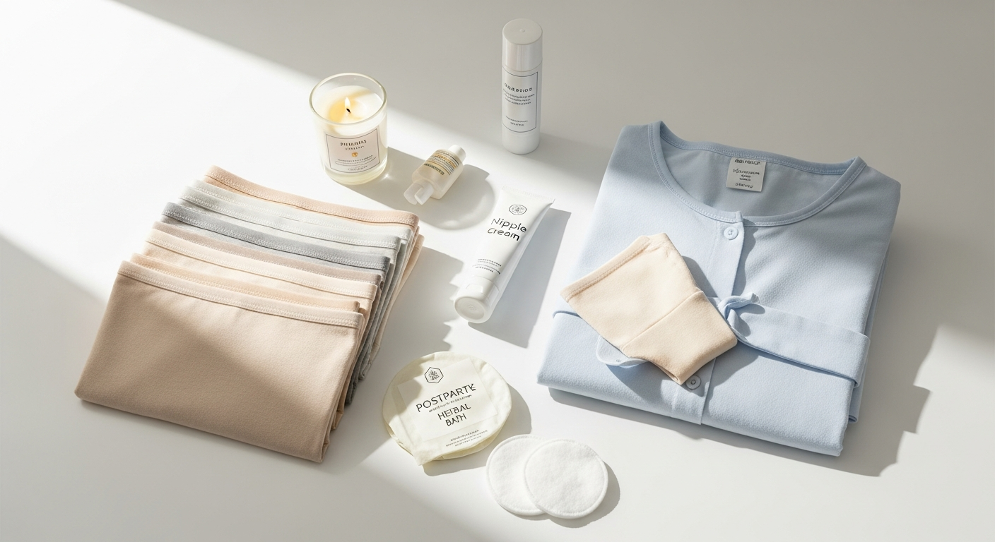 DUE After Party Disposable Postpartum Underwear 8-pack product display for hospital bag