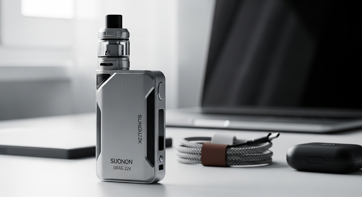 SUONON DRAG 22K disposable vape device with leather design and dual mesh coils