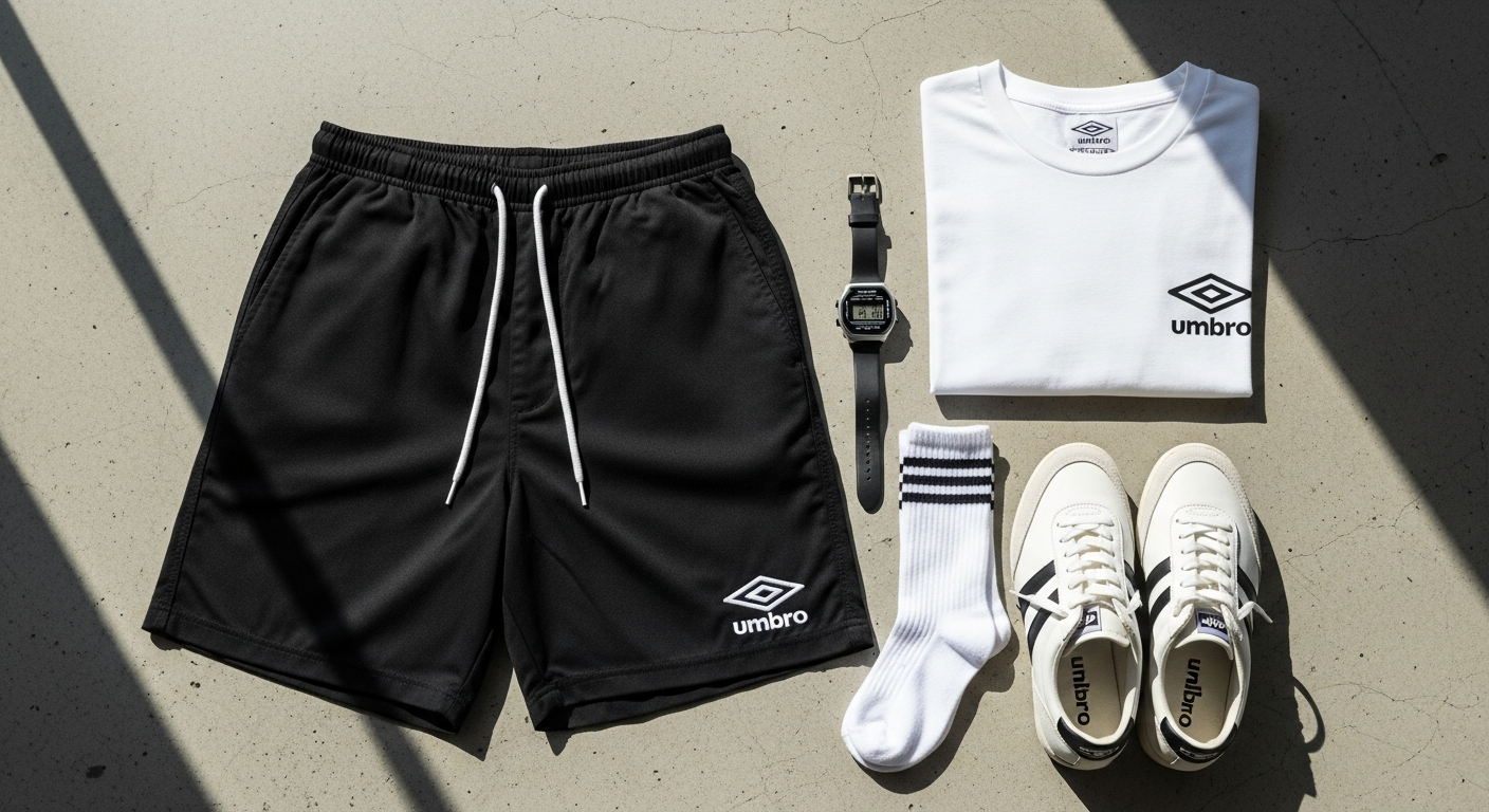 Umbro Iconic Drill Short in classic 90s Britpop style design