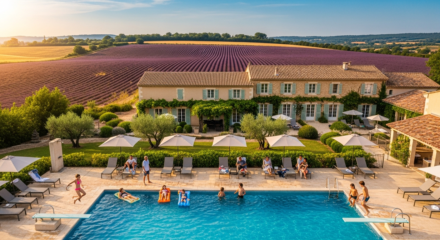 Vacances Bleues Domaine de Château Laval resort pools and wooded grounds in Provence