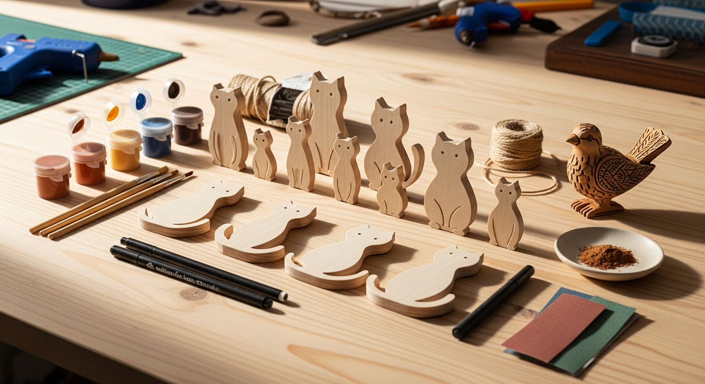 VBS Wooden Cat Figure Craft Blanks Guide