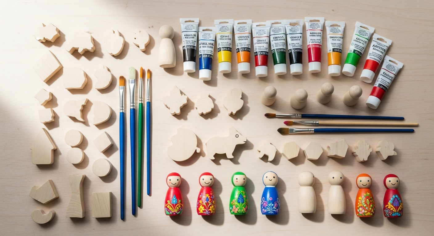 VBS wooden craft figures in various shapes and sizes ready for painting