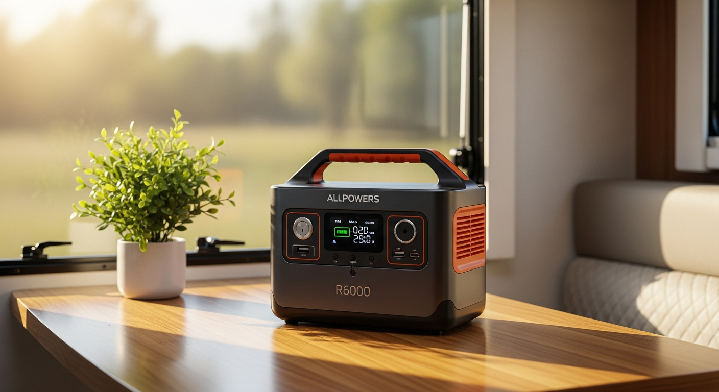 ALLPOWERS R600 portable power station with multiple charging ports and display screen