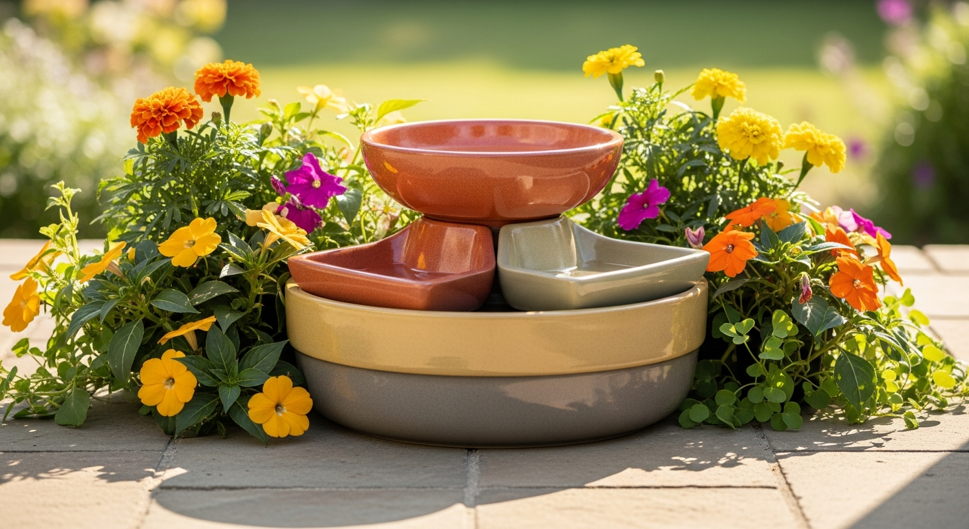 Outsunny 3-in-1 garden bird bath feeder planter in antique gold finish with decorative bird ornament
