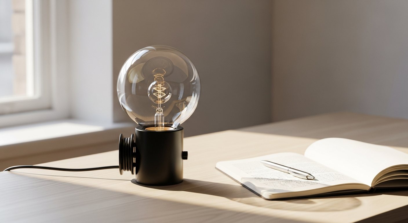 Flos Lampadina iconic table lamp with sandblasted globe and aluminum base