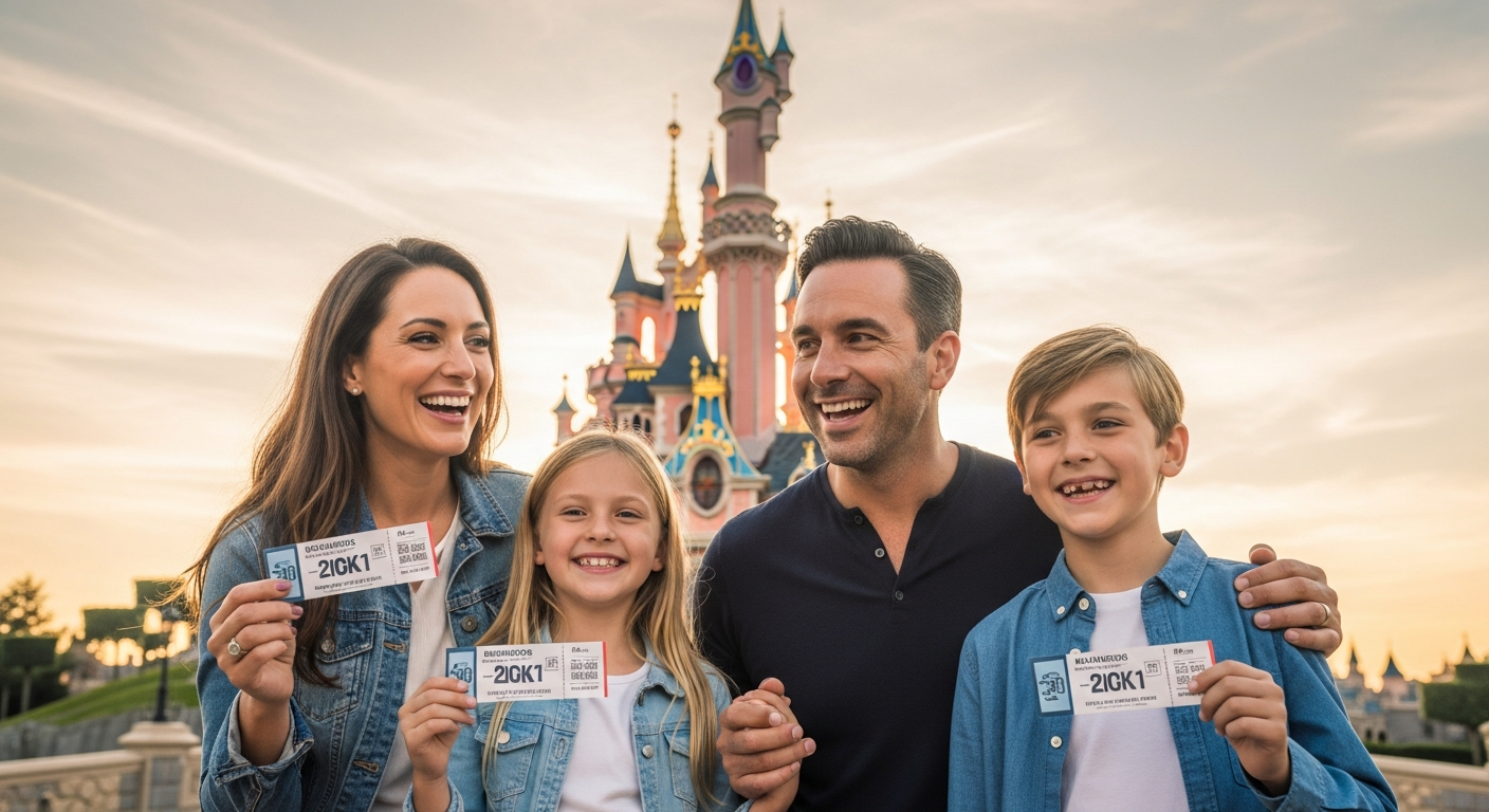Disneyland Paris castle with colorful fireworks display at night