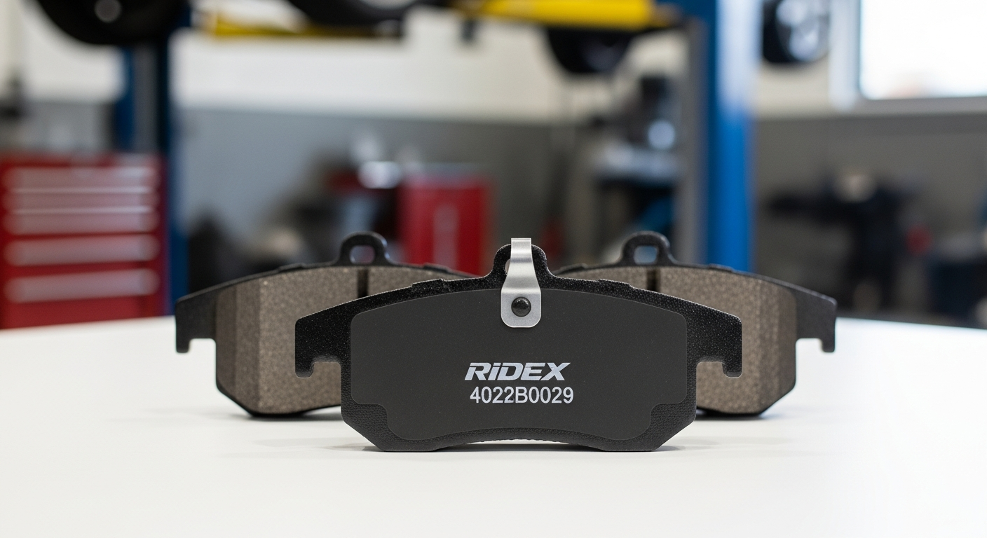 RIDEX 402B0029 rear brake pads package displayed with technical specifications