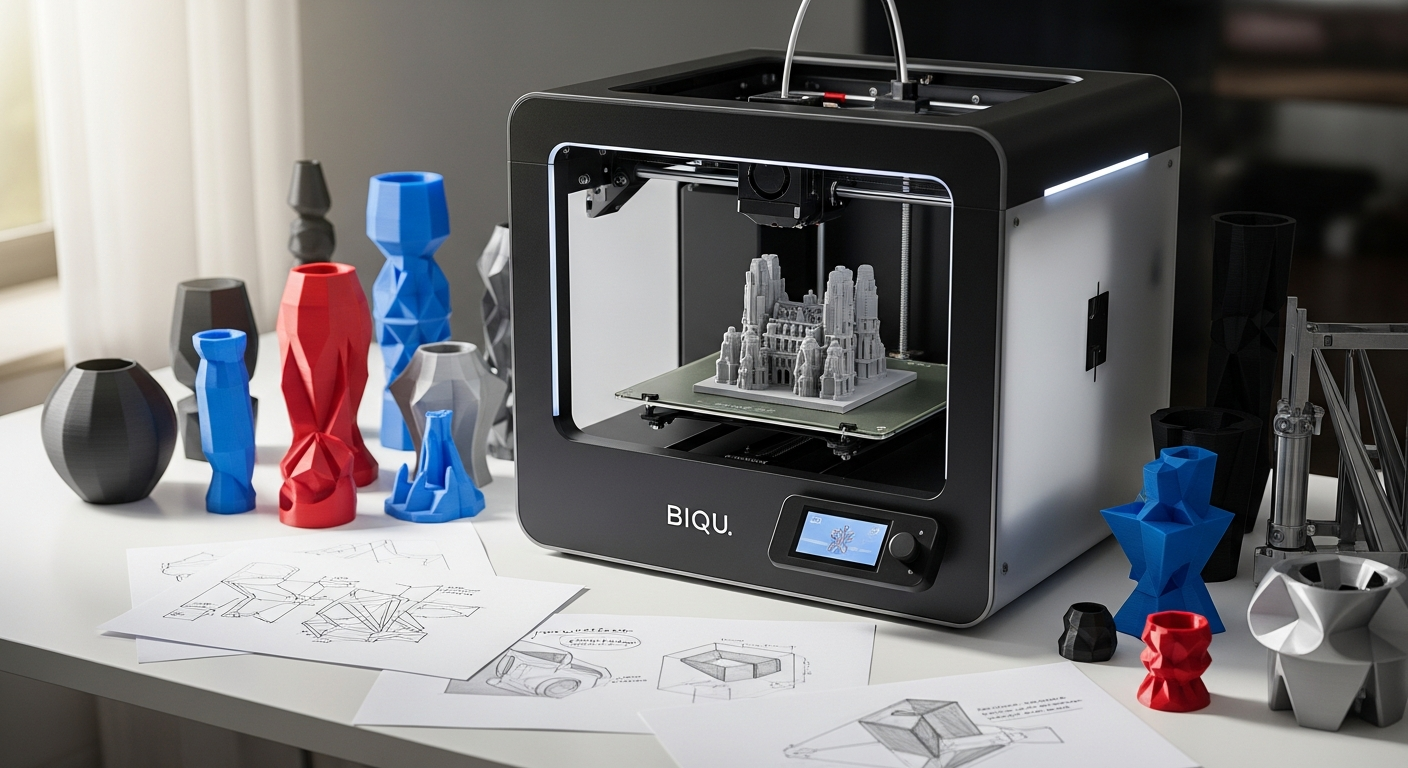 BIQU B1 SE Plus 3D printer with auto-leveling probe and touchscreen display