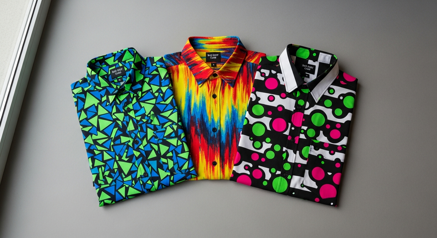 Bad Shirt Club outrageous patterned shirt with clashing Hawaiian and leopard graphics