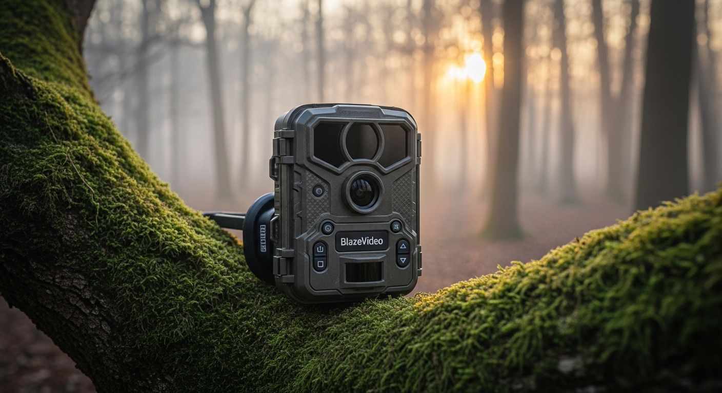 BlazeVideo A280W WiFi trail camera mounted on tree for remote property monitoring