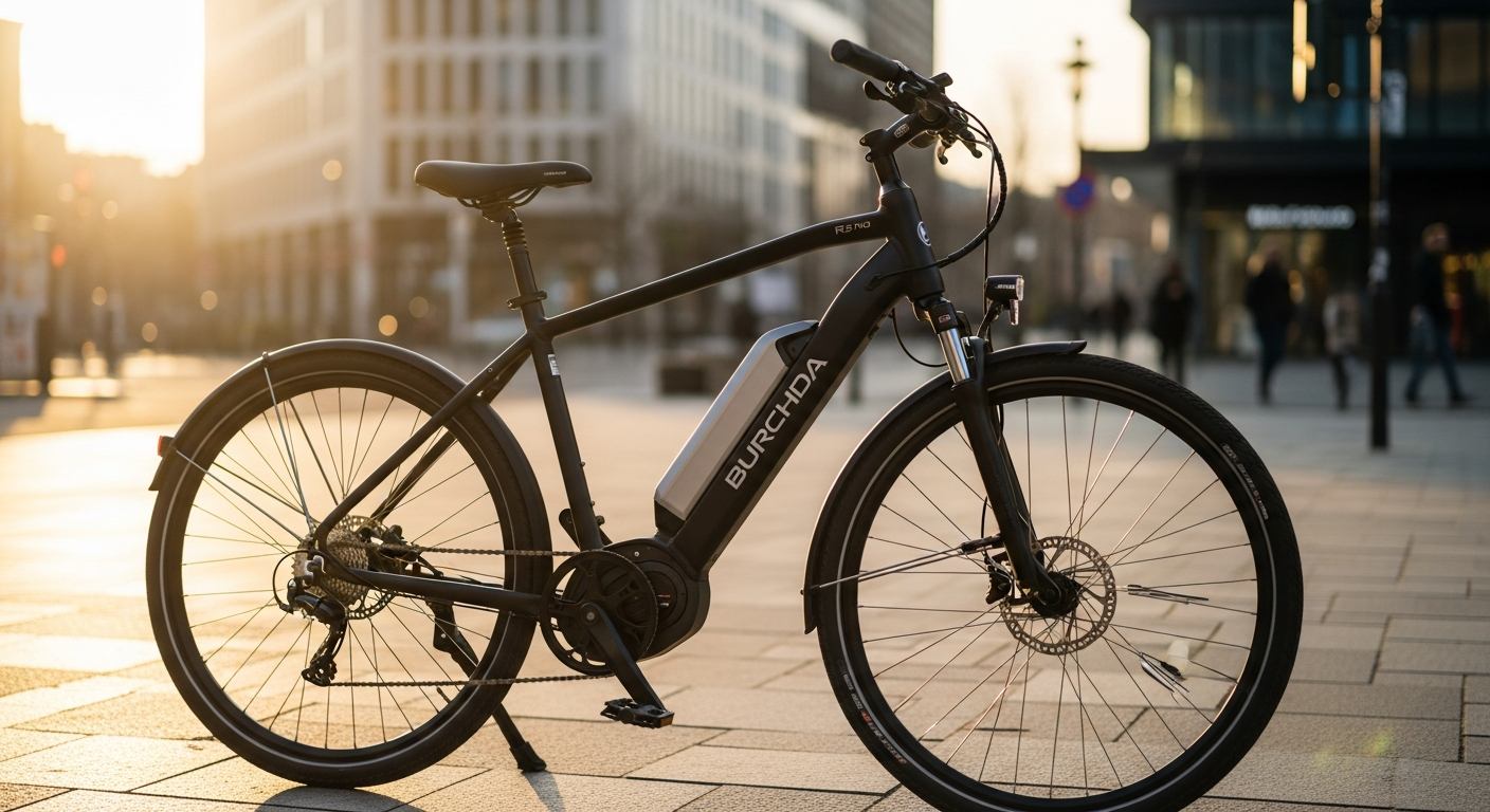Burchda R5 Pro all-terrain folding e-bike with fat tires on rugged outdoor terrain