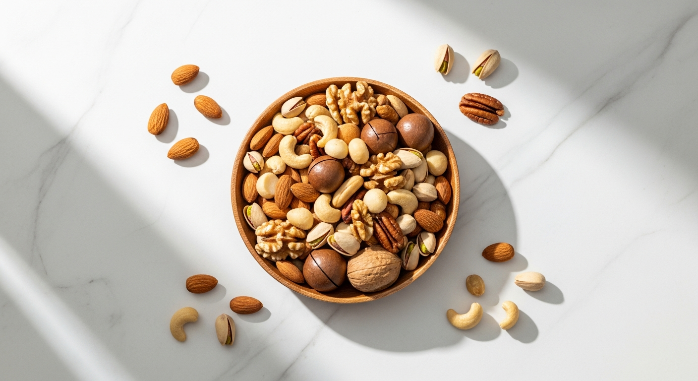 Premium artisanal roasted nut mixes in elegant glass jars for fine dining