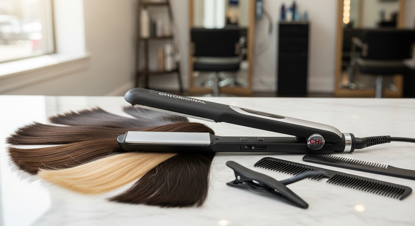 CHI Original Ceramic Hairstyling Iron flat iron with ceramic plates and swivel cord