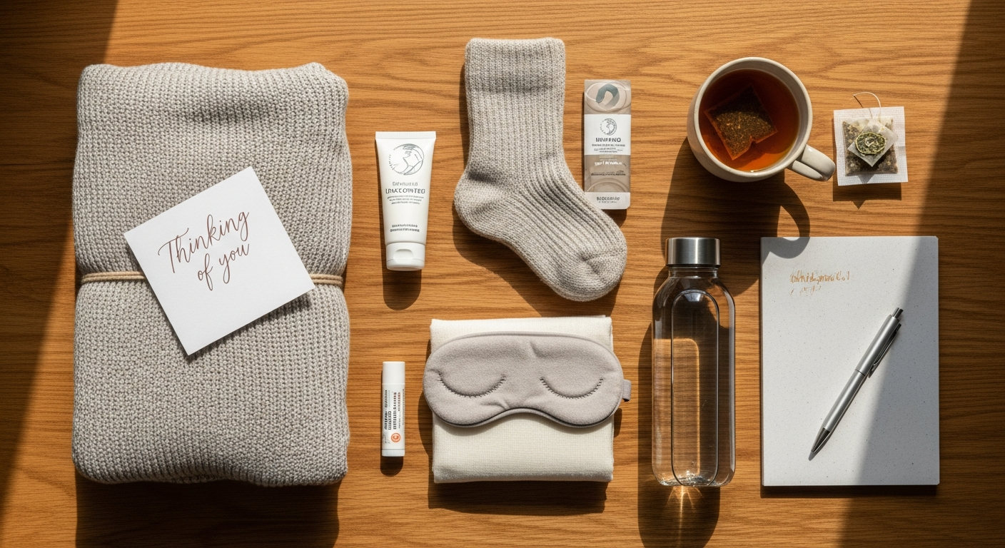 Chemotherapy care kit with 20 comfort items for cancer treatment support