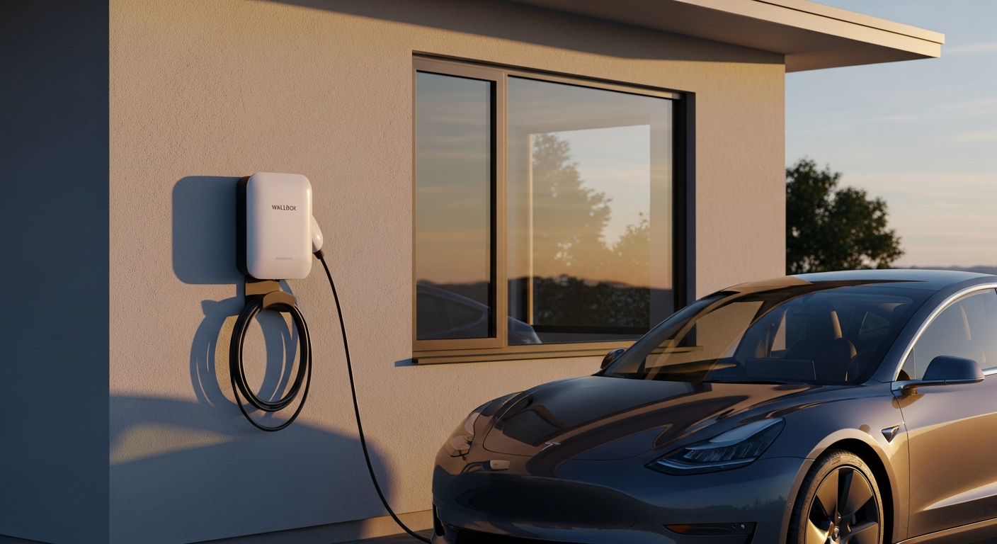 Wallbox Pulsar Plus compact smart EV charger mounted on white wall