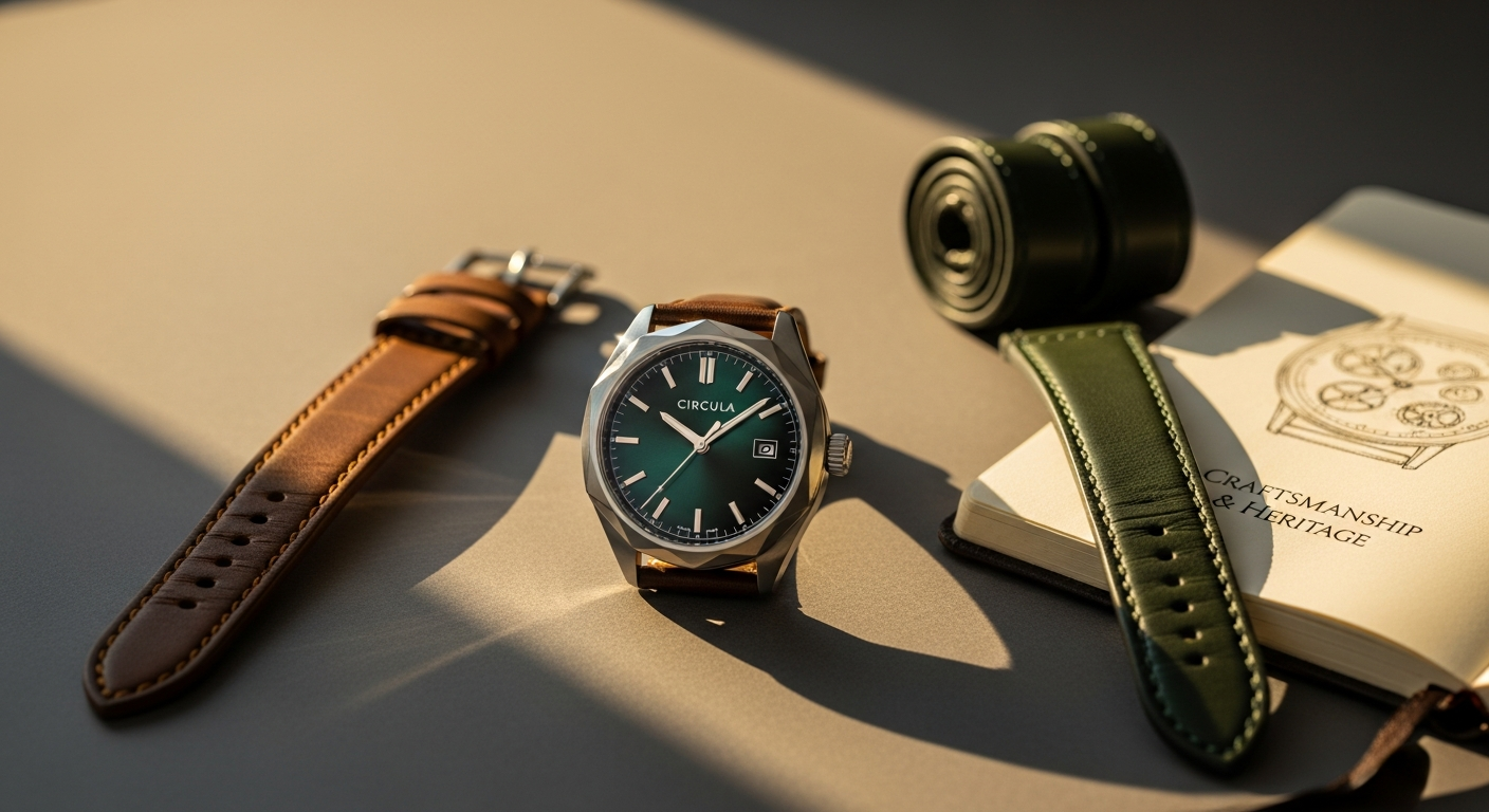 Circula Facet Petrol Automatic Watch with faceted case design and petrol dial