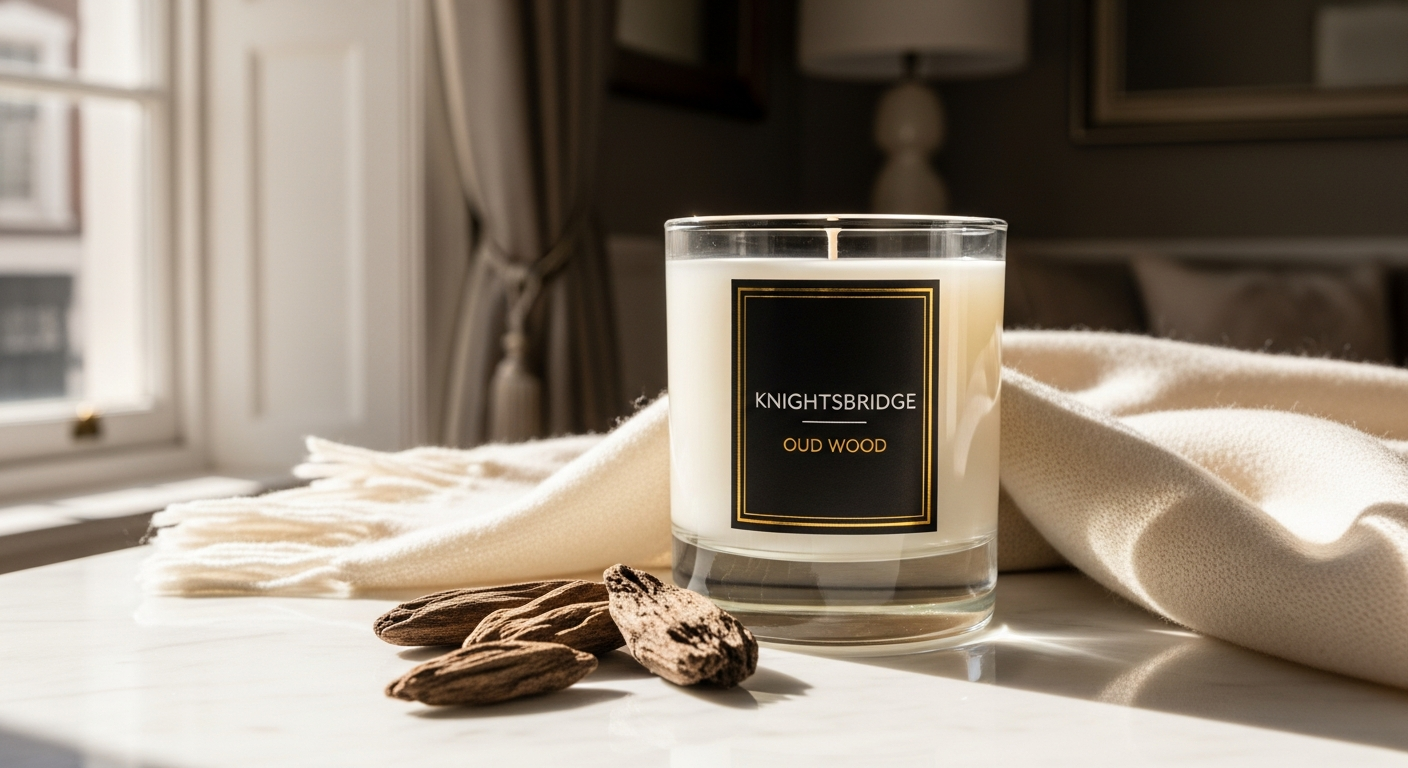 Knightsbridge Oud Wood Candle: Luxury UK