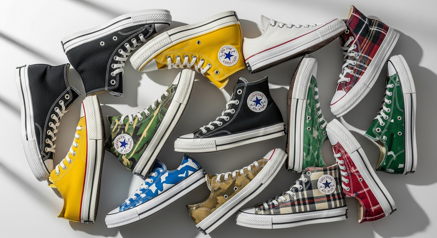 Converse Chuck Taylor All Star sneakers displayed in multiple colorways and styles