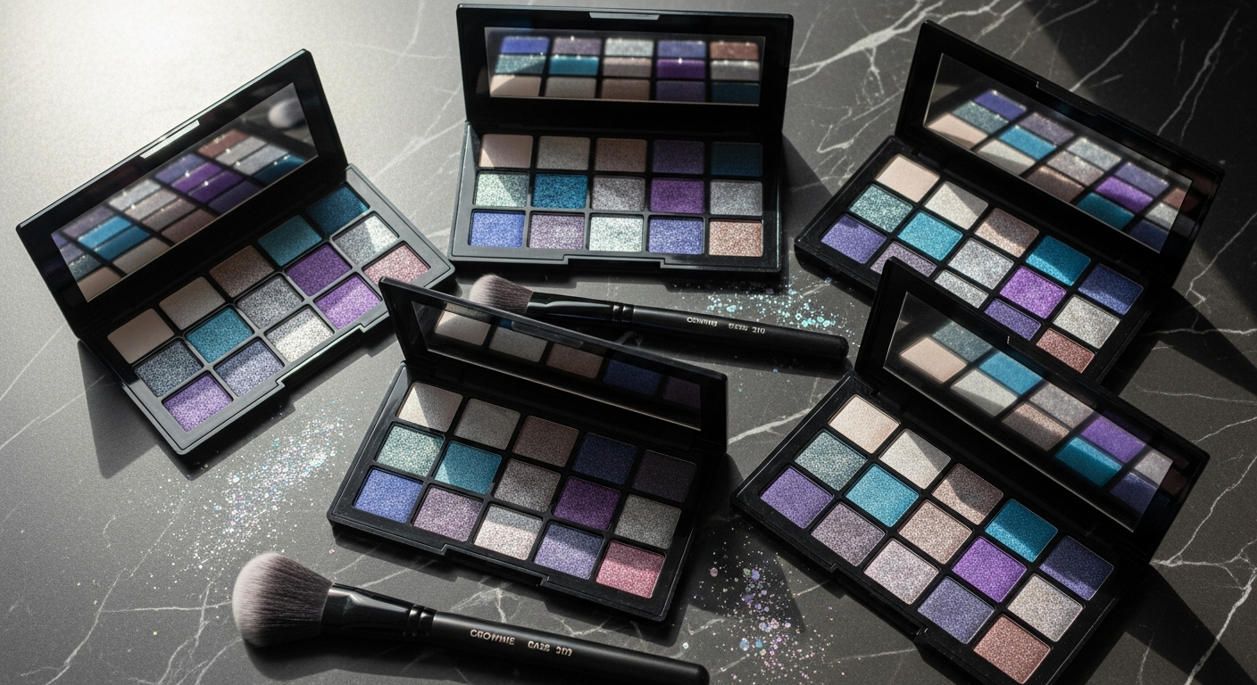 Crownie Shimmer Galaxy Eyeshadow Palette with iridescent cosmic shades and celestial colors