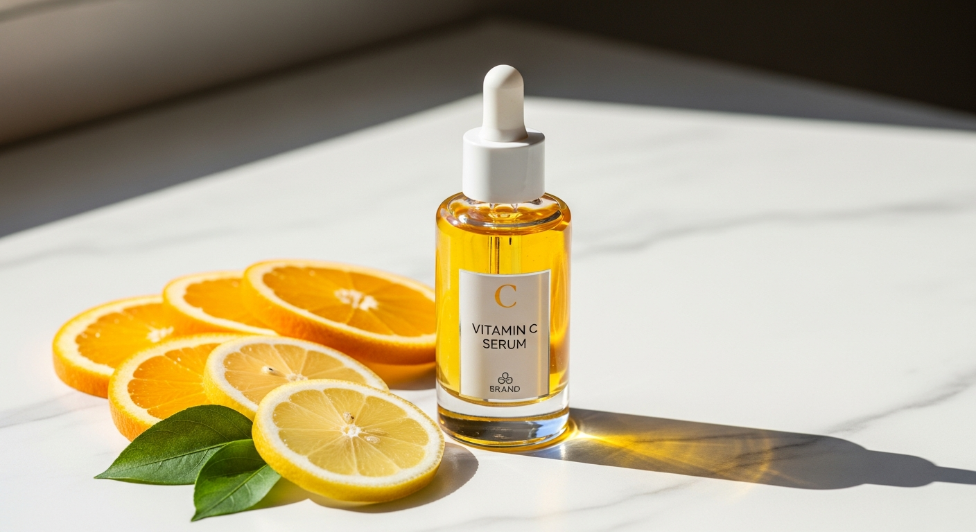 Obagi Professional-C Serum 20% bottle displayed with vitamin C skincare ingredients