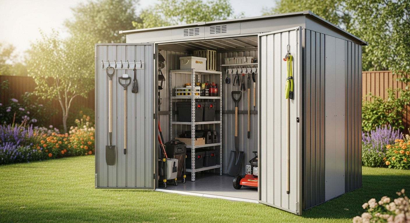 DeubaXXL 8x10ft Metal Garden Shed: A Practical Choice for Outdoor Storage