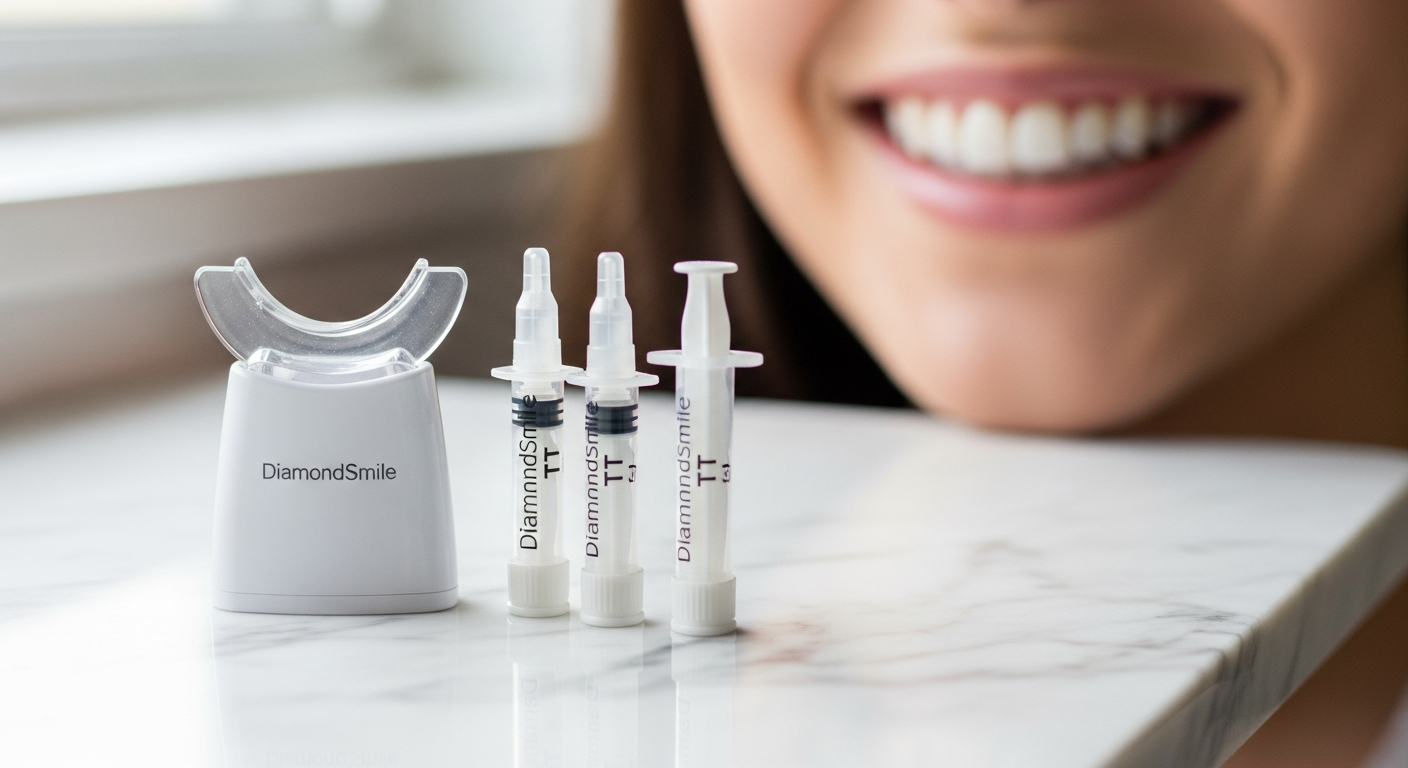 DiamondSmile Premium Home Teeth Whitening Kit with LED light device and gel
