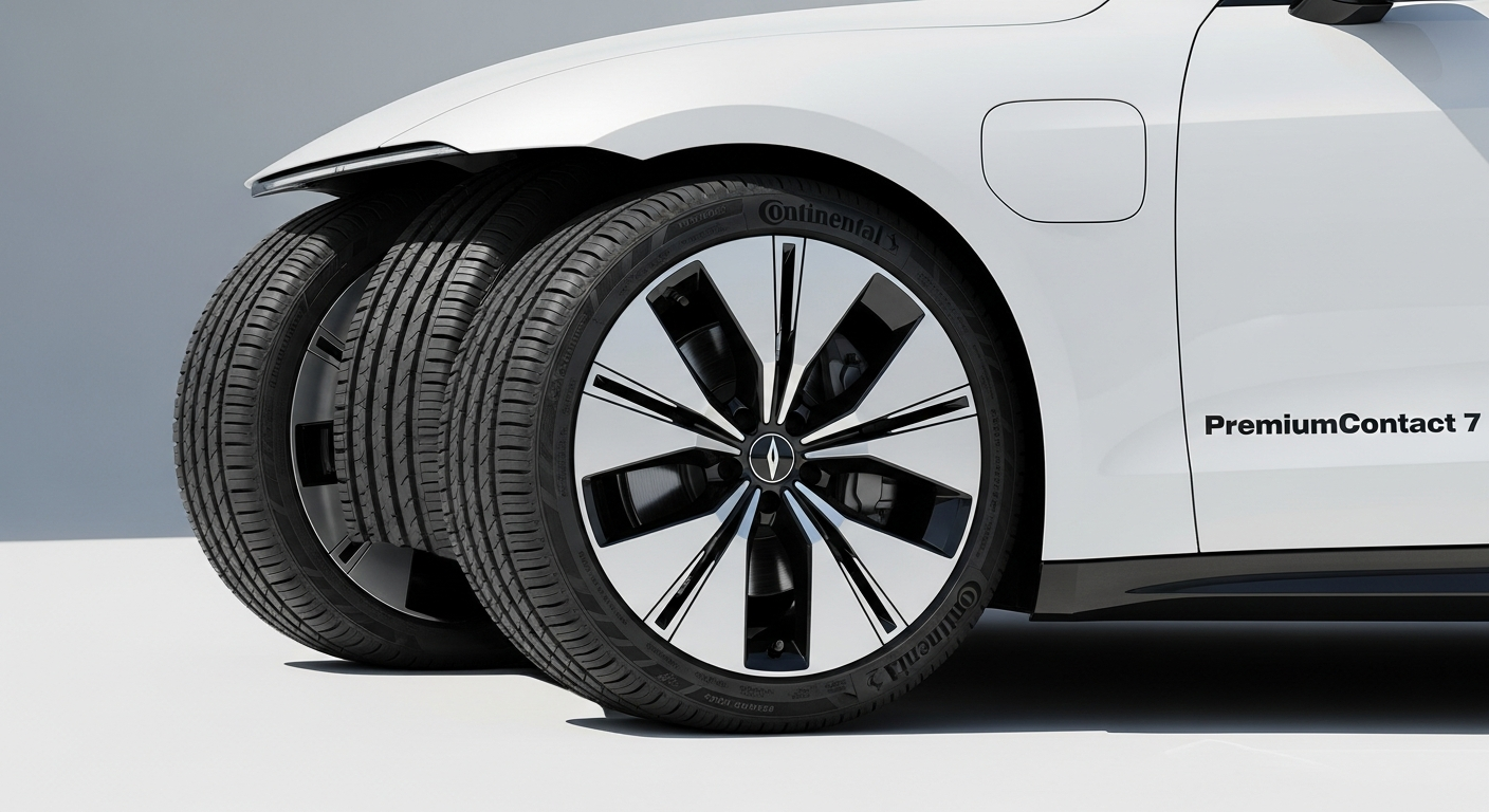 Continental PremiumContact 7 summer tire mounted on modern electric vehicle wheel