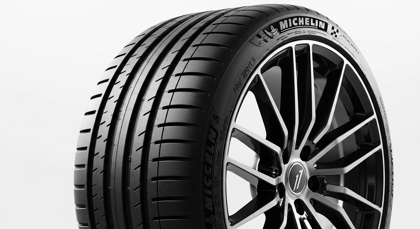 Michelin Pilot Sport 5 summer tire showcasing premium black sidewall design and advanced tread pattern