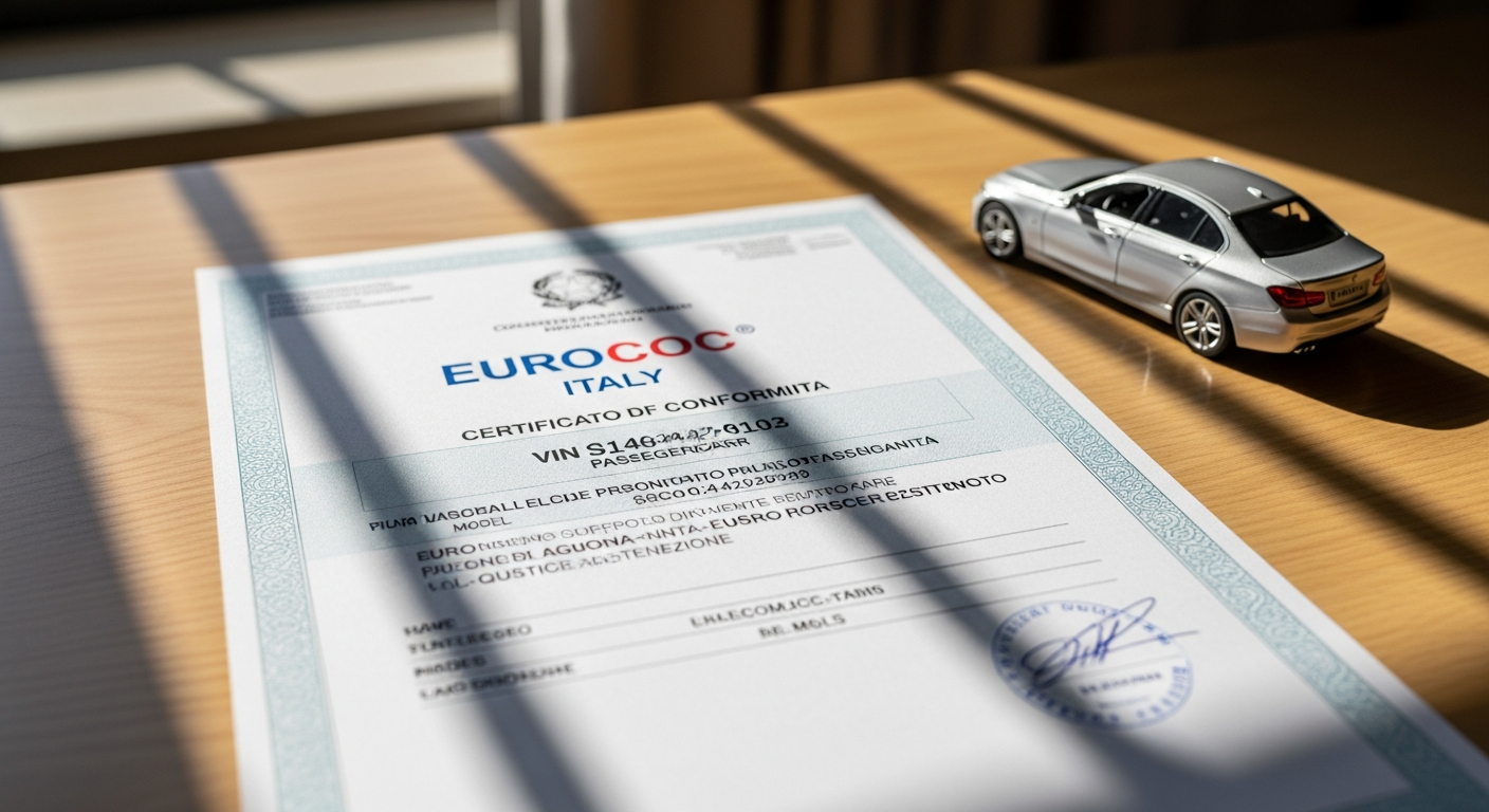 Certificate of Conformity document for European passenger car registration and import