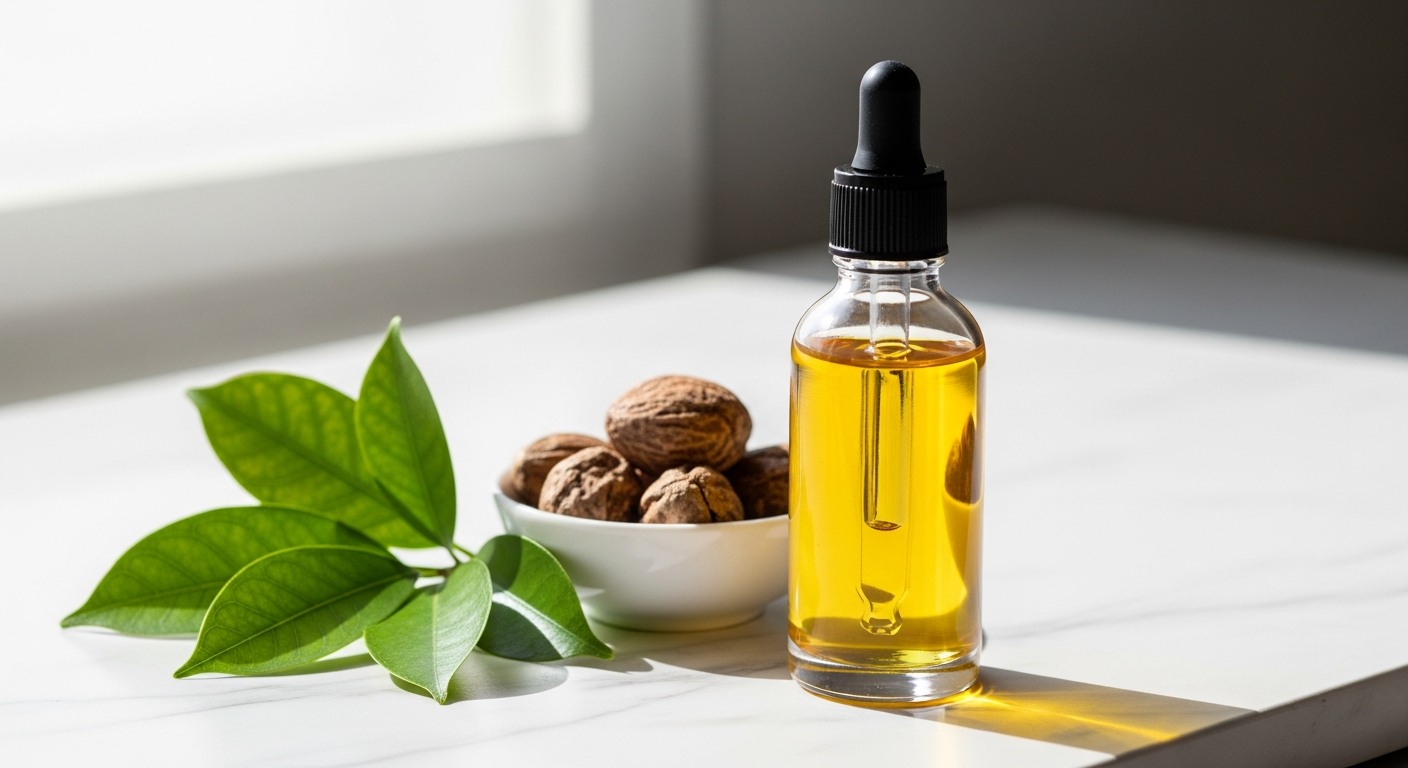 Green Keratin Cacay 2.0 Face Oil Serum bottle with natural botanical ingredients displayed