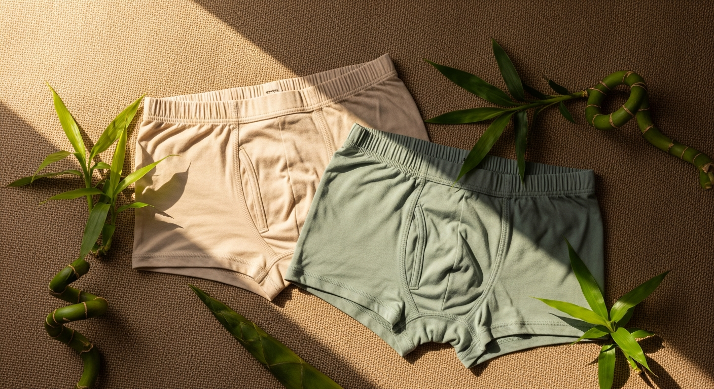 Eco-conscious man wearing comfortable bamboo boxershorts in grey color