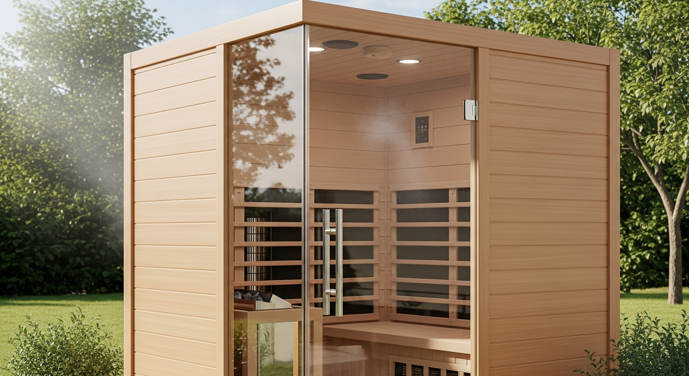 Home Deluxe Redsun Deluxe M infrared cabin with LED lighting and hemlock wood construction