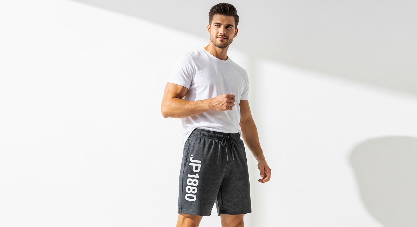 JP1880 Men's Logo Jogging Shorts in multiple colors displayed on model