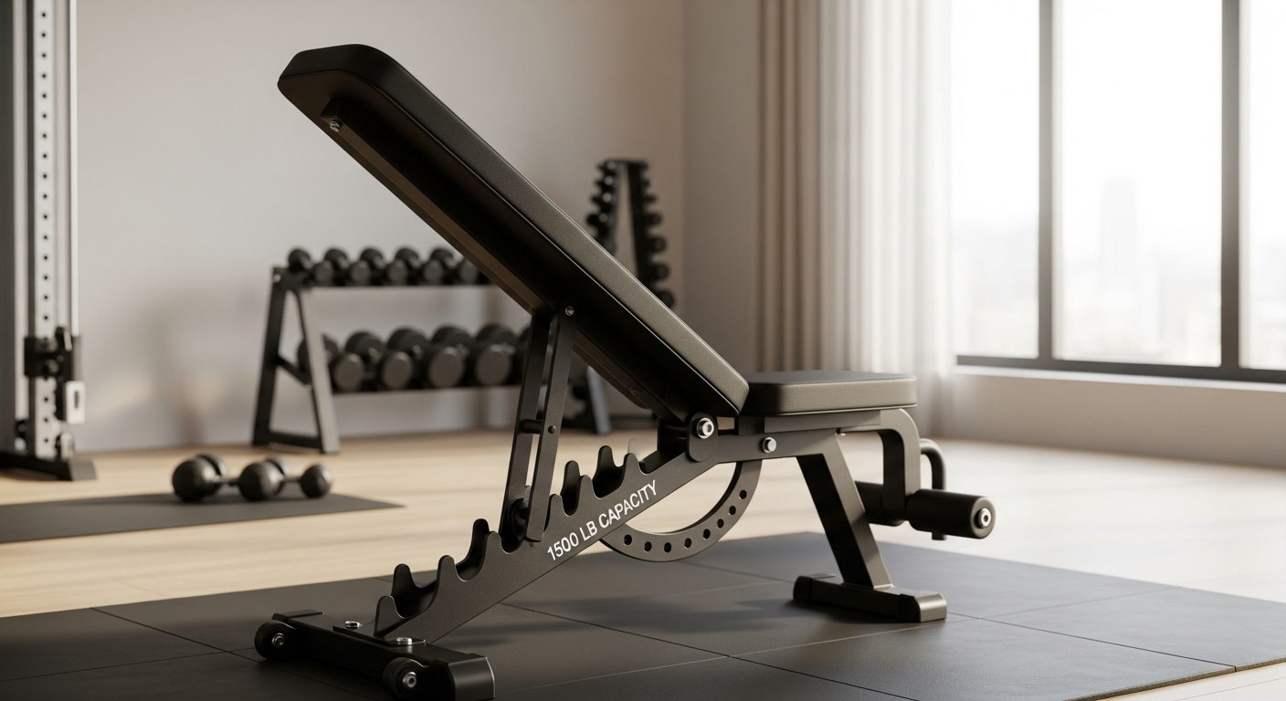 Keppi Adjustable Weight Bench 6000 with 11 backrest positions and integrated attachments