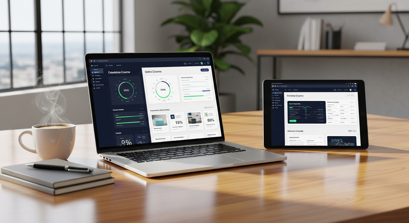 LearnWorlds online course creation platform dashboard interface showing course builder tools