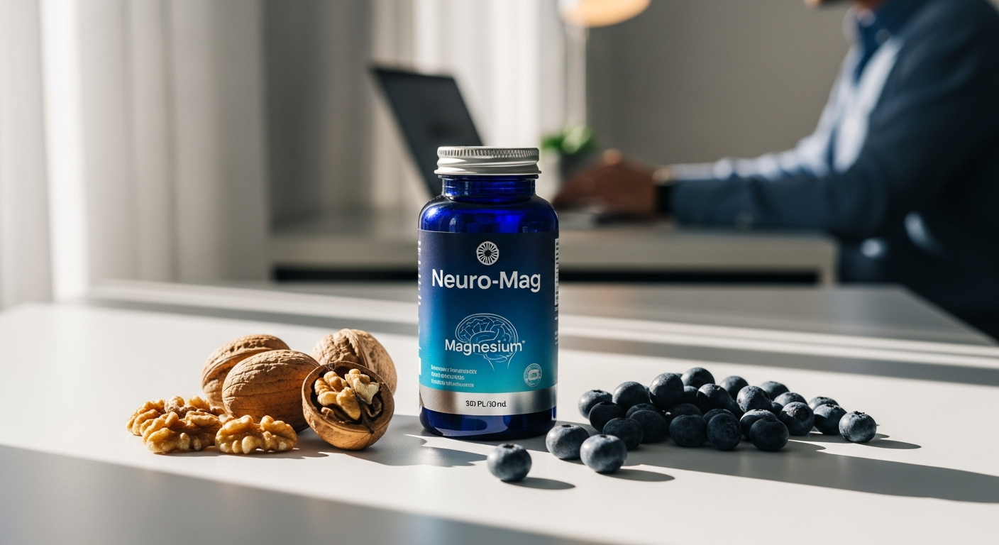 Life Extension Neuro-Mag Magnesium L-Threonate supplement bottle with capsules displayed