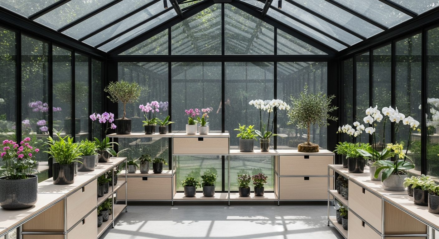 Luxvinduer Premium Aluminum Greenhouse with customizable glass panels and ventilation system