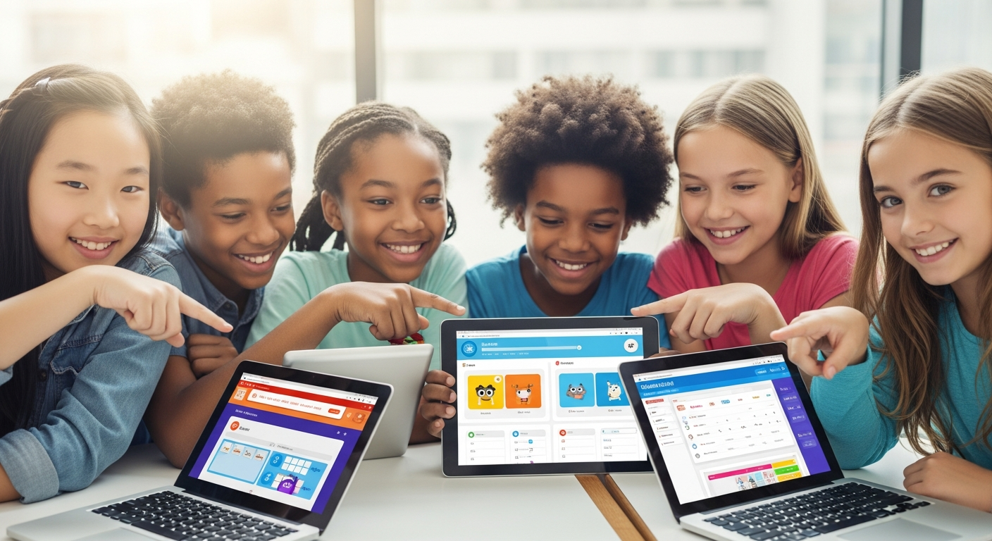 Parents and child learning English together on Novakid online platform with native teacher