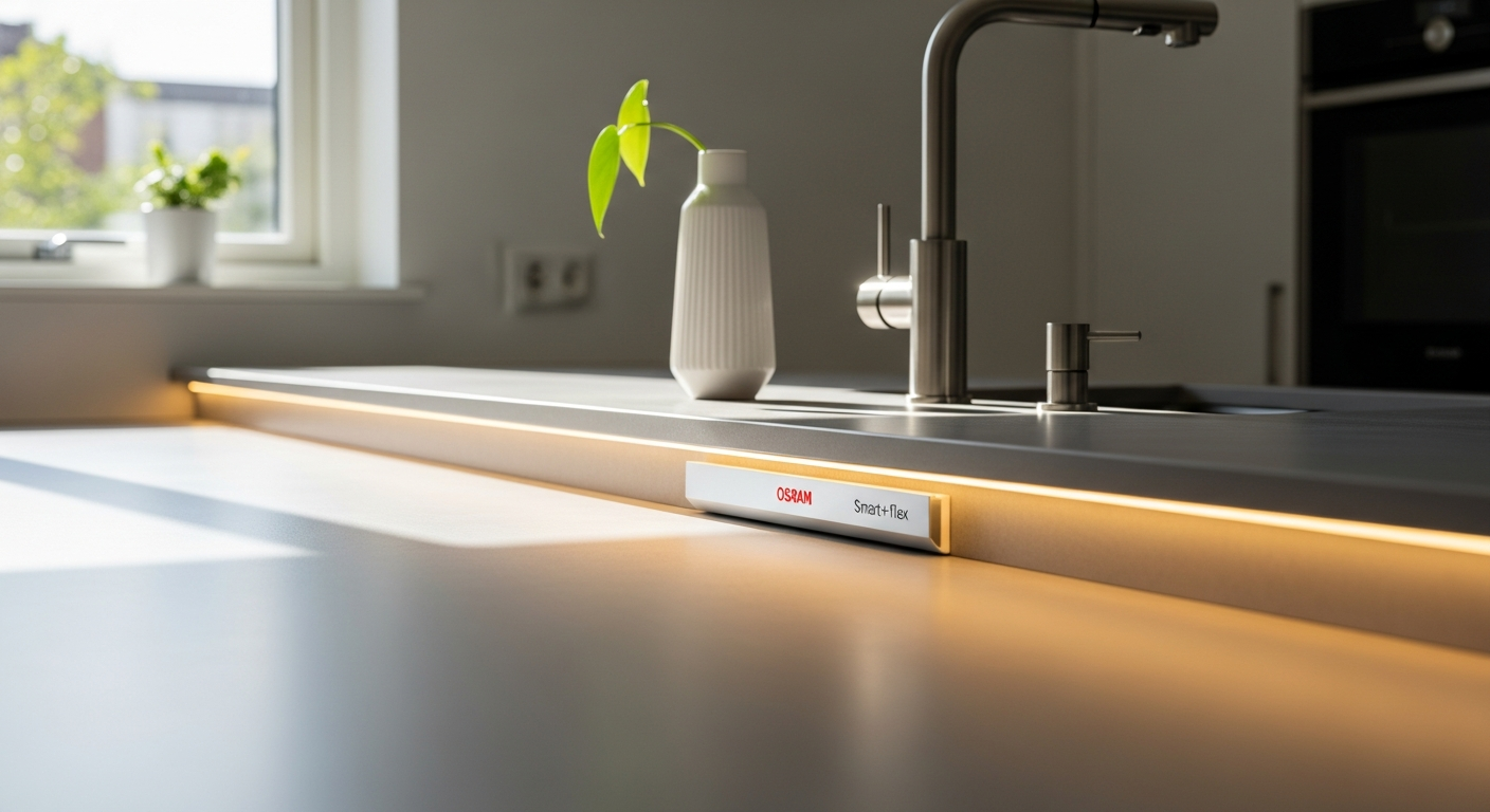 OSRAM Smart+ Flex Multicolour LED Strip mounted on wall with vibrant RGB colors displayed