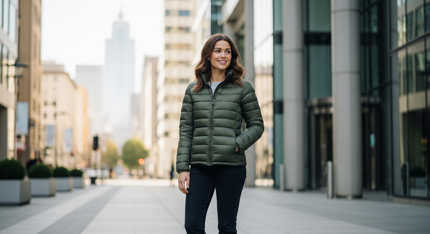 Orolay Women's Thickened Down Jacket in black displayed on white background