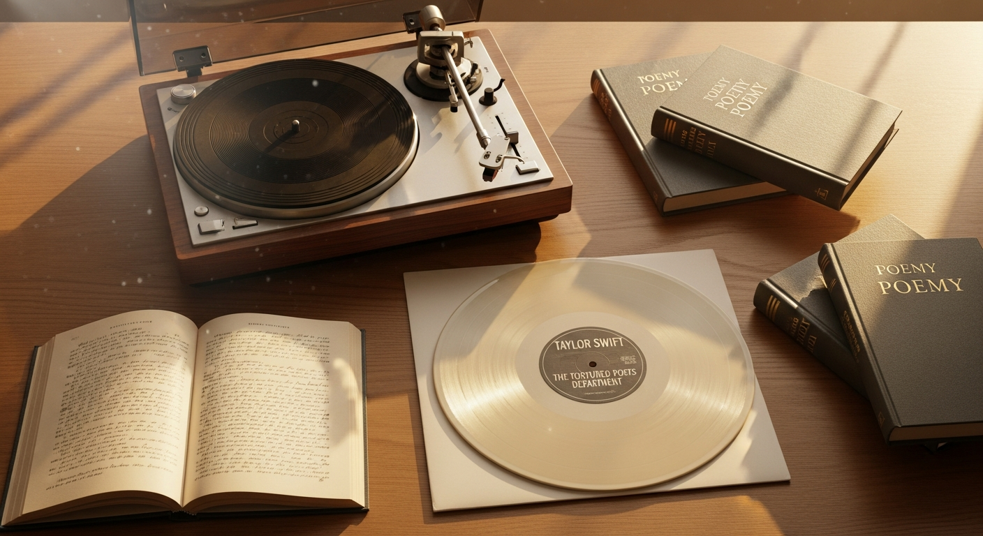 Taylor Swift Tortured Poets Department vinyl anthology collection with marbled coloured records and luxury packaging