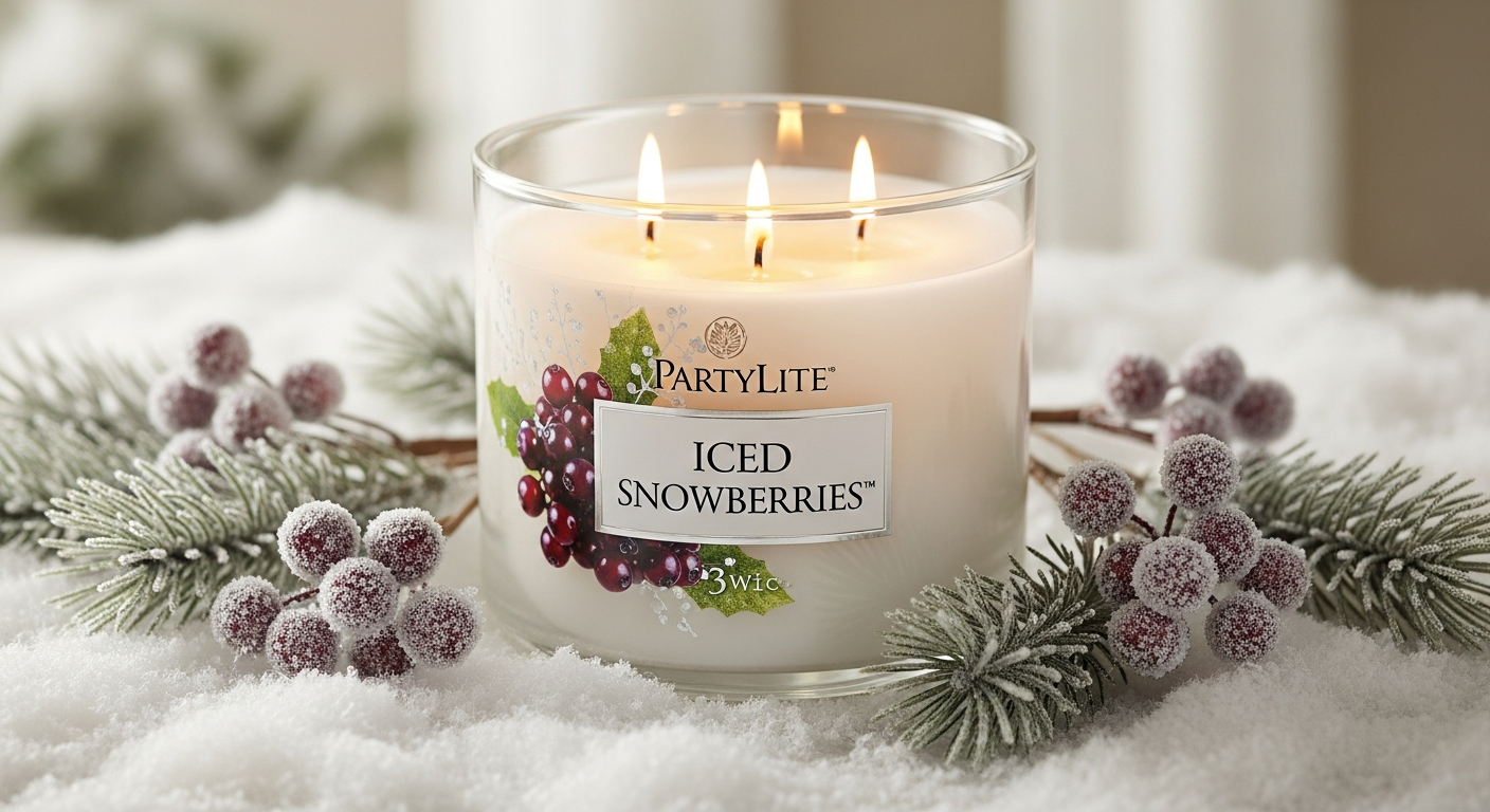 PartyLite Iced Snowberries 3-Wick Candle