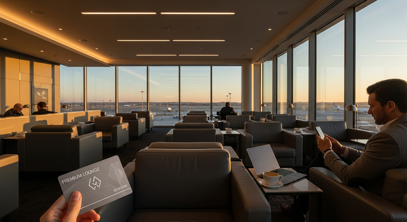 Plaza Premium Airport Lounge interior with comfortable seating and dining area