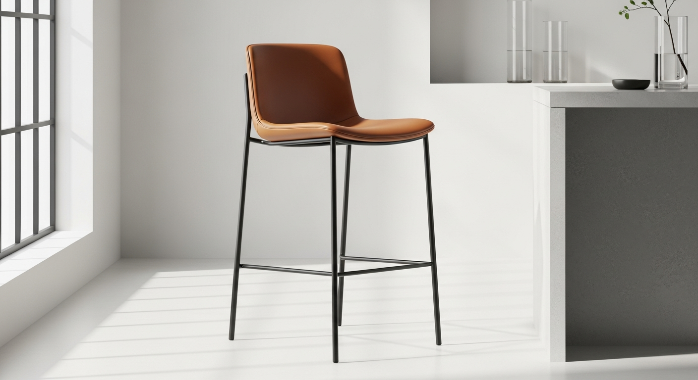Athena Bar Stool: Luxury Vegan Leather Comfort